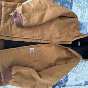 Carhartt Youth Brown Hooded Jacket with Ribbed Cuffs